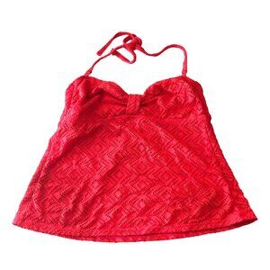 Catalina Tankini Top Halter Crochet Red M